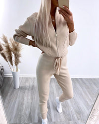 New Solid Color Zipper Wool Top Suit