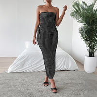 Elegant Strapless Tube Top Sheath Maxi Dress