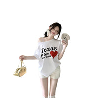 Sexy Loose Off-Shoulder Short-Sleeve T-Shirt With A Slant Neckline