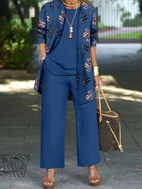 Casual 3D Printed 3-Piece Set Top Vest And Pants