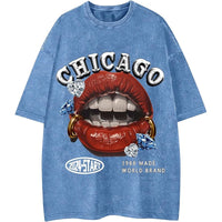 Men's Y2K Lip Graphic Print Tees Vintage Hip