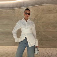 Female Loose And Irregular Slimming Long-sleeved Shirt