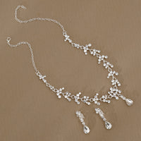 Rhinestone Pearl Earrings And Necklace Set Women