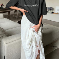Irregular Mid-Length Lace Patchwork Skirt