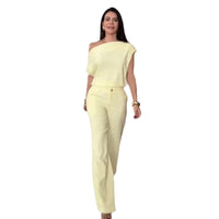 Womens Fashion Off-Shoulder Top And Simple Wide-Leg Pants Set