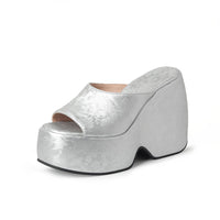 Wedge Heel Jacquard Plus-Size Open-Toe Platform Sandals