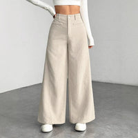 Women's High Waist Loose Drooping Slimming Solid Color Mop Wide Leg