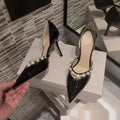 Pointed Patent Leather High Heels Women's Stiletto Heel Pearl