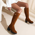 Womens Plus-Size Chunky Heel High-Top Boots For FallWinter