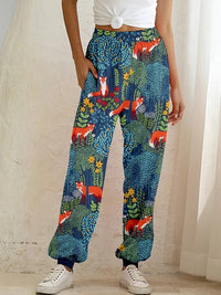 Animal-themed Digital-print High-waisted Harem Pants