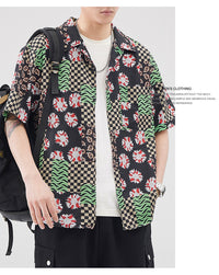 Retro Hawaiian Style Seersucker Short Sleeve Shirt Men
