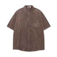 Letter Pocket Embroidered Casual Shirt
