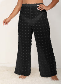 Sexy Sheer 3D Chiffon Beach Pants Wide-Leg Straight-Cut Casual Trousers