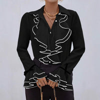 Solid Color Casual Ruffled Flared Sleeve Shirt Top