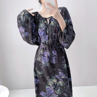 High-end Sleepwear Spring Autumn Round-neck Long Dress