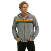 Fleece-lined Hooded Colorful Drawstring Loose Zip Sweater