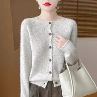 Women's Pure Wool Sweater Loose Round Neck Fashion Coat