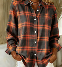 Womens Floral-Print Casual Loose-Fit Long-Sleeve Shirt