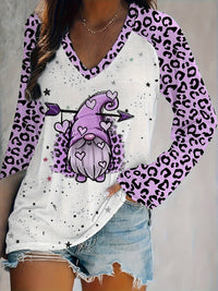 Plus Size Women's Printed Holiday Long Sleeve T-shirt