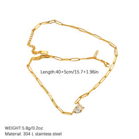 Gold-Plated Square Waterdrop Zircon Stainless Steel Necklace, Versatile Style