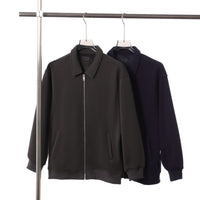 Japanese Retro Heavyweight 420g Silver Fox Fleece Solid Color Lapel Zip-up Jacket