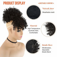 Curly Puff Ponytail Bangs Hair Piece Bun Clip