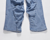 Retro Street Hip Hop Style Irregular Pleated Jeans