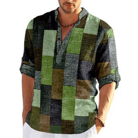 Simple Printed Stand Collar Men's Casual Shirt