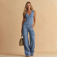 Womens Loose-fitting Pants And Top Set
