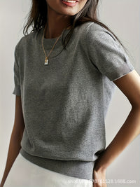 Round Neck Short Sleeve Thin Loose Casual Women's Sweater
