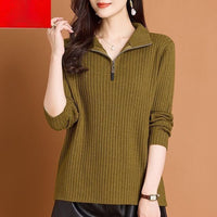 Womens Loose-fitting Turtleneck Sweater With A Lapel Neckline