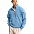 Simple Loose Long Sleeve Men's Zipper Solid Color Stand Collar Sweatshirt