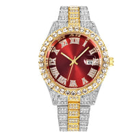 Diamond Roman Steel Belt Calendar Men's Quartz Watch