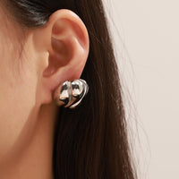 Geometric Asymmetric Design Titanium Steel Ear Studs