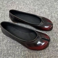 Genuine Leather Retro Split Toe Tabi Shoes Slip-on