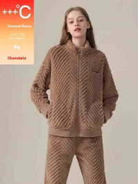 Women's Pajamas Fleece-lined Thickened Flannel Warm Loungewear Suit