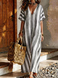 Women's Casual Short-Sleeve V-Neck Digital Print Dress