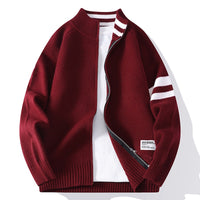 Mens Thermal Knitted Jacket With A Mock Neck And Long Sleeves
