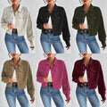 Casual Polo Collar Corduroy Jacket Single-breasted Short Coat