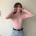 Slim-fit Solid-color Pullover Form-fitting Turtleneck Sweater