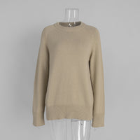 Crew Neck Pullover Sweater Women's Loose Knitted Sweater