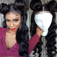 Chemical fiber black long curly hair wig