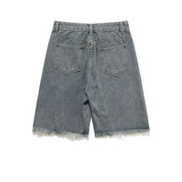 Men's Zipper Black Denim Shorts