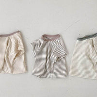 Korean Style Baby Casual Striped Short-sleeved T-shirt