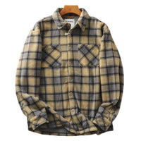 Autumn And Winter Fleece-lined Warm Composite Lambswool Plaid Shirt Cotton-padded Coat