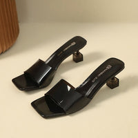 French Style Crystal Thin Heel Square Toe One-Strap Sandals For Women, New Transparent High Heel Slide Sandals Outdoor Wear