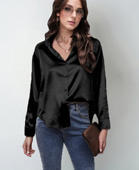 Women's Silk-like Long-sleeved Shirt Top
