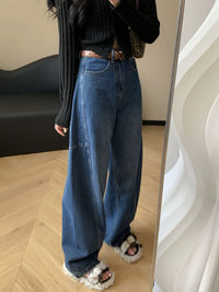 Sickle Wide Leg Thin Jeans Deconstructed Casual Loose Banana Pants