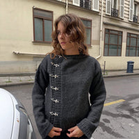 Handmade Airplane-button Cardigan Sweater For Warmth Casual And Slim-fit
