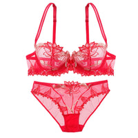 Ultra-thin Transparent Mesh Embroidered Lace Underwear Big Chest Small